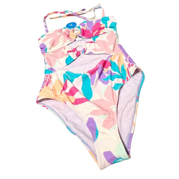 Cupshe Double Ring Front Bandeau One Piece Swimsuit Multi-Color Size Medium - Picture 4 of 7